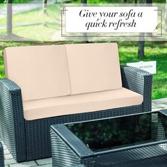 8 Pcs Patio Stretch Sofa Cushion Covers Outdoor Cover Beige