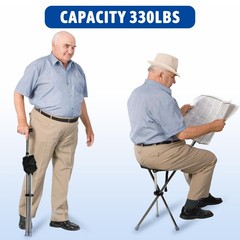 Walking Cane with Seat, Adjustable Height 34″38″ Cane Chair Capacity 220lbs, …