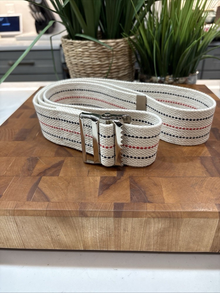 Cow & Cow Gait Belt 100% Cotton White Red And Blue