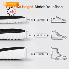 Height Increase Insoles for Men – 4D Cloud-Like 1.4IN / US M 7.5-10.5, Black