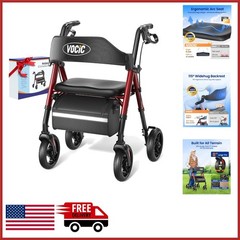 Foldable Rollator Walker for Seniors with 8″ Wheels and Comfortable Backrest