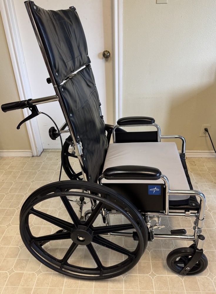 Medline Excel Reclining Wheelchair / Black Vinyl / Used / Great Condition