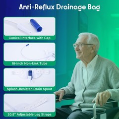 1000ml Leg Urinary Drainage Bags with 2 Adjustable Elastic Straps, 3 Pack