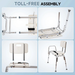 MaxKare Sliding Transfer Bench Shower Chair 300lb Adjustable Non-Slip