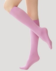 24-Color Knee High Socks, 80 Den Opaque, Wide Comfort Band One Size Purple