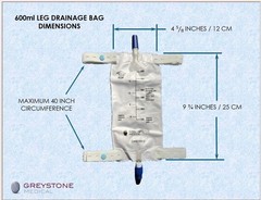 Greystone Urinary Leg Bag 600ml – 3 Count – Urine Collection Bag for Catheter…