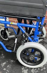 Monicare Transport Folding Wheelchair Flip Back Arm Swing Away Footrest 300lbs.