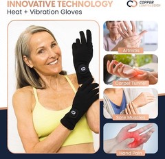 Copper Compression CopperVibe Vibration Heat Therapy Gloves Black New OPEN BOX