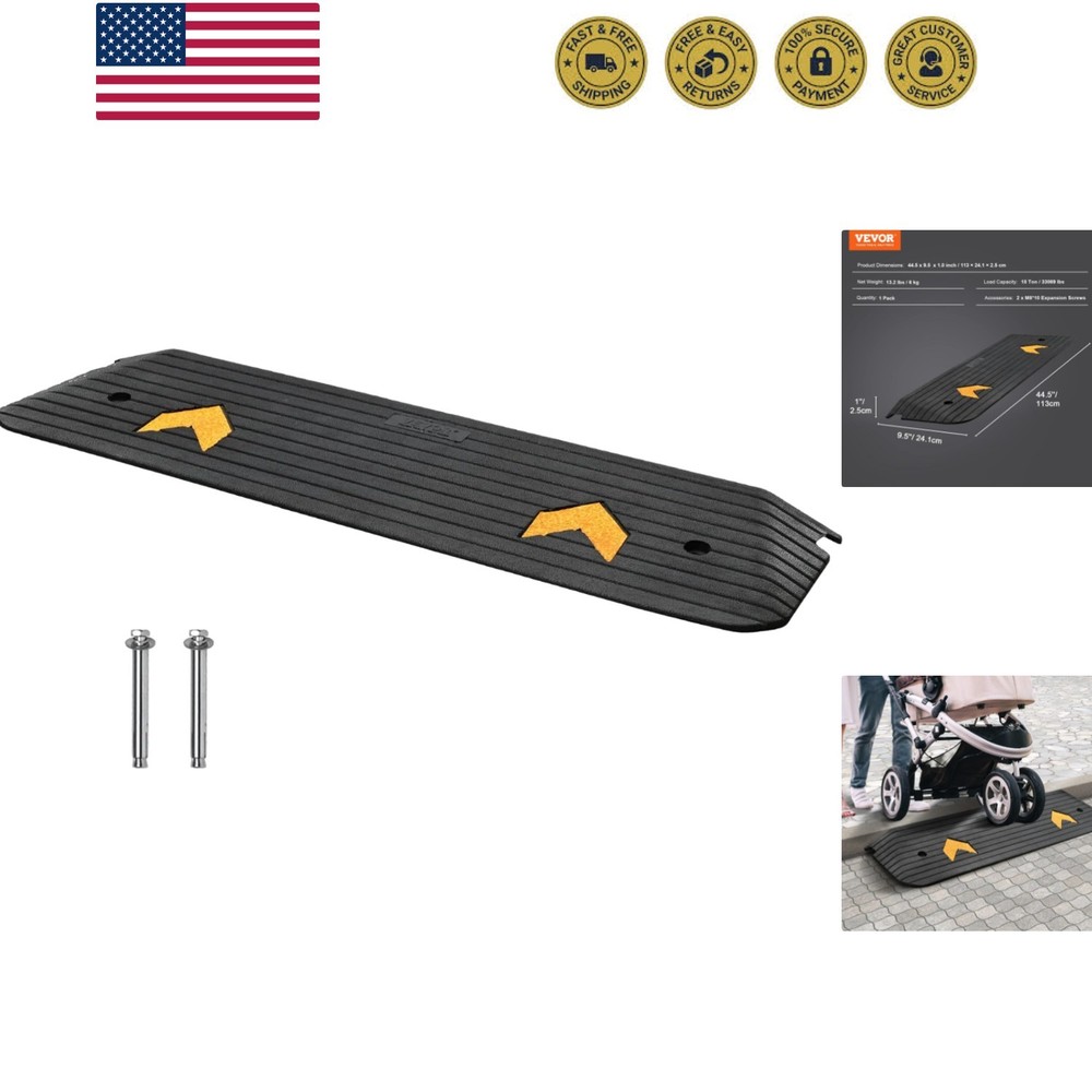Rubber Threshold Ramp, 1″ Rise Wheelchair Ramp Doorway, Natural Curb Ramp 3.7…