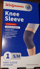 WALGREENS KNEE SLEEVE LEFT OR RIGHT COMPRESSION MODERATE SUPPORT SIZE S/M NIB