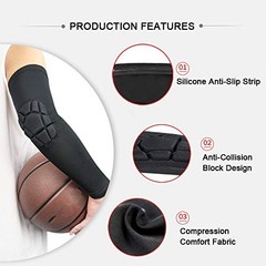 HOPEFORTH 2PCS Padded Elbow Sleeves Compression Arm XX-Large, Black Pad