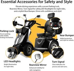1000W Heavy Duty 4 Wheel Mobility Scooters for Seniors 40 Miles 500 lb Capacity