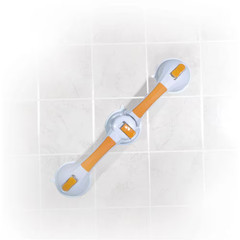 19 In. X 1 In. Adjustable Angle Rotating Suction Cup Grab Bar in White and Orang