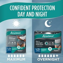 Assurance Mens Incontinence Underwear Large 72 Count Value Pack