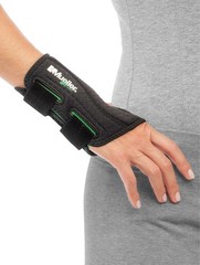 Mueller Green Fitted Wrist Brace, Right Hand, Unisex, One Size Fits Most, Black