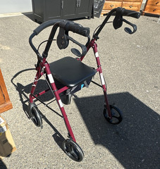 Red 4-Wheel Rollator Walker With Seat for Adults/Seniors, Indoor/Outdoor