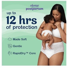 56 Count Always Discreet Postpartum Incontinence Underwear Women’s S/M Bladder