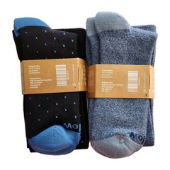 2 Wellow Premium Bamboo Compression Socks Size X-LARGE Black Cobalt Dot Blue Stl