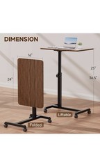 Adjustable Foldable Overbed/Overchair Table w/ Locking Casters 25-36.5in 85lb