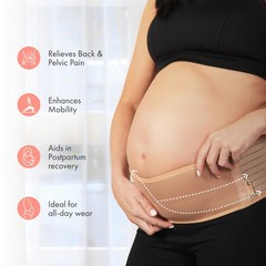 AZMED Maternity Belt Back Support – Adjustable Abdominal One Size, Beige
