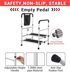 Senior Step Stool with Handle, Heavy Duty 2-Step Non-Slip Platform,440lb Support