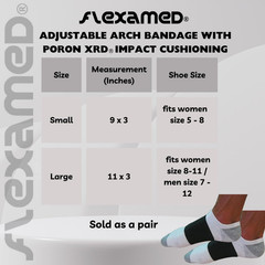Adjustable Foot Arch Bandages with PORON Cushion Pair – S/M