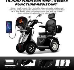 1000W Heavy Duty 4 Wheel Mobility Scooters for Seniors 40 Miles 500 lb Capacity