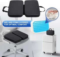 Thick Non-Slip Memory Foam Seat Cushion with Washable Cover & Storage Pocket
