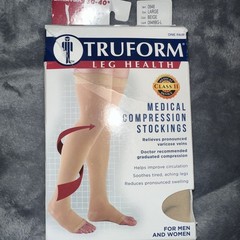 Truform Medical Stockings Large Beige Thigh High Extra Firm 30-40 mmHg
