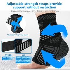 Copper Ankle Brace for Men & Women – 1 Pair Adjustable Ankle Support Compression
