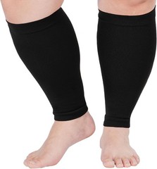 Plus Size Compression Leg Sleeves for Women& Men 15-20mmHg Wide Calf Knee Hig…
