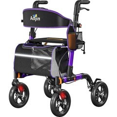 Rollator Walker Purple 350lb 8 Inch Wheels 18 Inch Seat