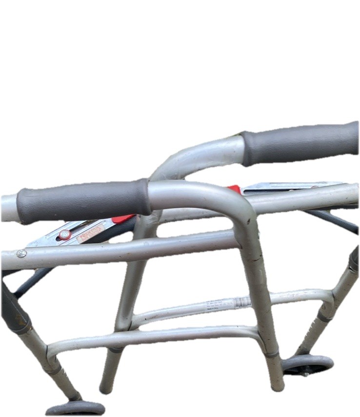 Foldable Aluminum Walking Frame w/ Plastic Hand Grips, Silver/Gray Adult