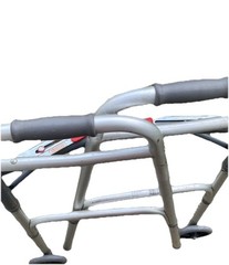 Foldable Aluminum Walking Frame w/ Plastic Hand Grips, Silver/Gray Adult