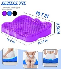 Thicken 19.7in Seat Cushion, Gel Seat Cushion for Long Sitting–Office Chair, Whe