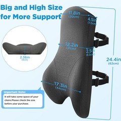Teemour High Back Support Pillow for Office Chair, Fully Long Back, Dark Grey