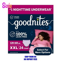 Goodnites Girls‘ Nighttime Bedwetting Underwear, Size XXL (120-165 lbs), 24 Coun