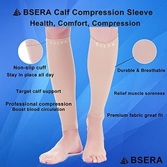 BSERA Calf Compression Sleeve Women, X-Large (Calf 18″-19.5″) Skin/Nude 2 Pairs
