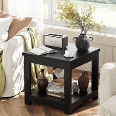 Homieasy Black End Table 20X20 Inch Square Side Table For Living Room Large