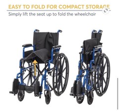Drive Manual Wheelchair Blue/Black Foldable Flip-Back Arms Swing-Away 250 lb