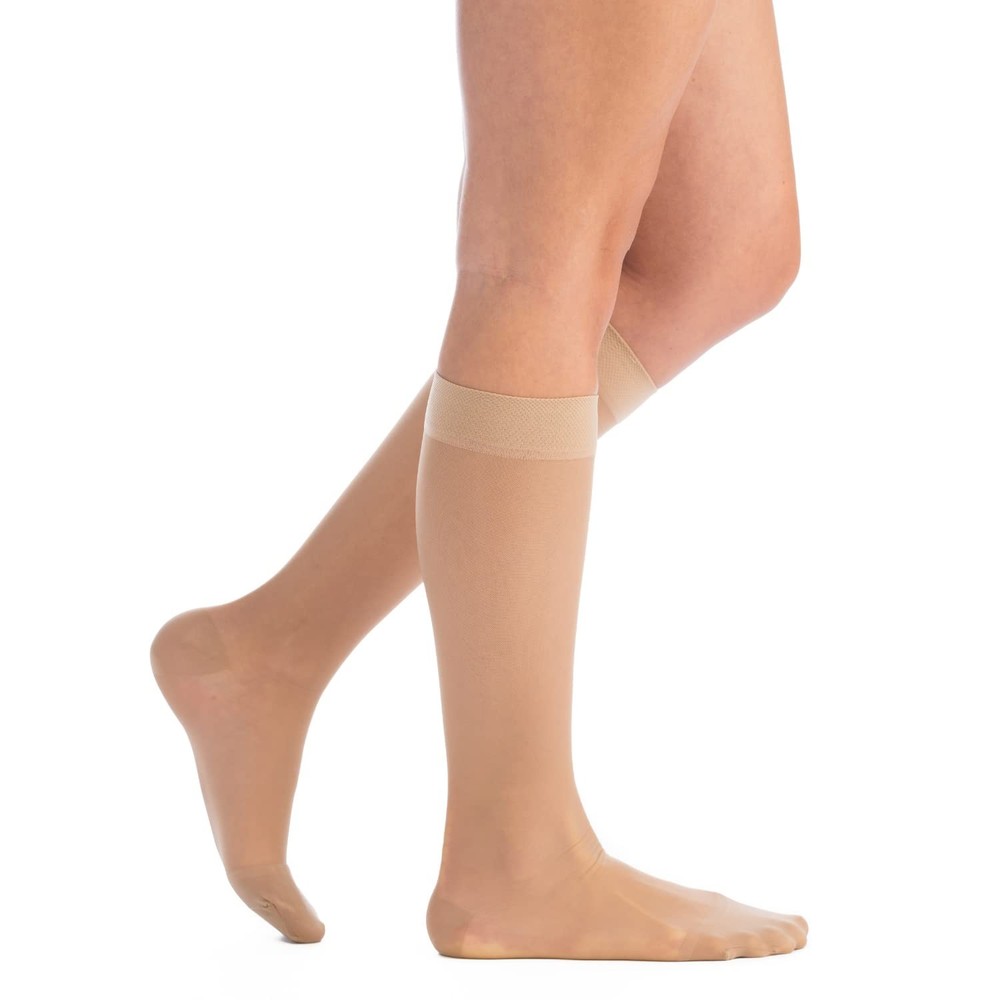 EvoNation Women’s Knee-High Graduated Compression Socks, X-Large (Wide), Nude