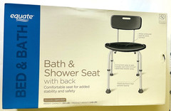Equate Bath & Shower Seat with Back Capacity 350 Pounds New in Sealed Box