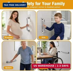 3 Packs Shower Grab Bars for Bathroom, 2 x 16 Inch & 1 x 12 Inch Safety Handicap