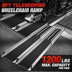 1200 lbs Capacity Extendable Length 3.45-6ft Anti-Slip Wheelchair Ramp 2 PCS Set