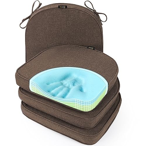 Gel Memory Foam Chair Cushions, 17×16 Inch (Pack of 4) Heather Chestnut