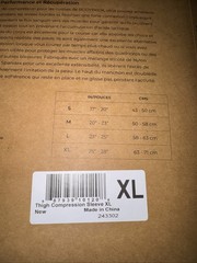 New In Packaging BodyProx Black Thigh Compression Sleeves 1 Pair XL