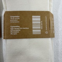 WELLOW Bamboo Blend Compression Socks Knee High 2 Pk X-LARGE 18-25 mmHg White