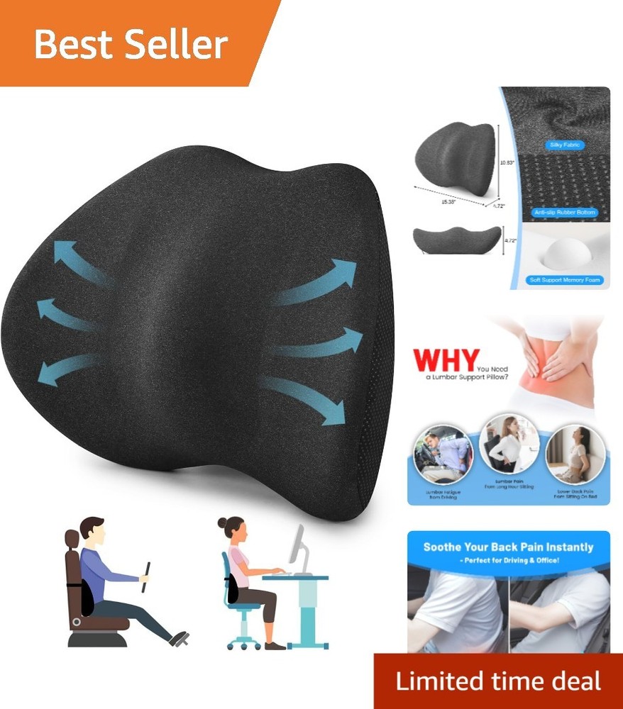 Soft Medium-Firm Lower Back Support Cushion with Airflow for Comfort & Posture