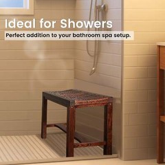 CONSDAN Shower Bench, Extra Large Capacity, USA Solid Oak, Waterproof Finish