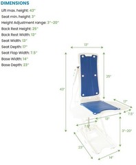 AquaLift Electric Powered Automatic Bathtub Chair Floor Pool Tub Bath Lift
